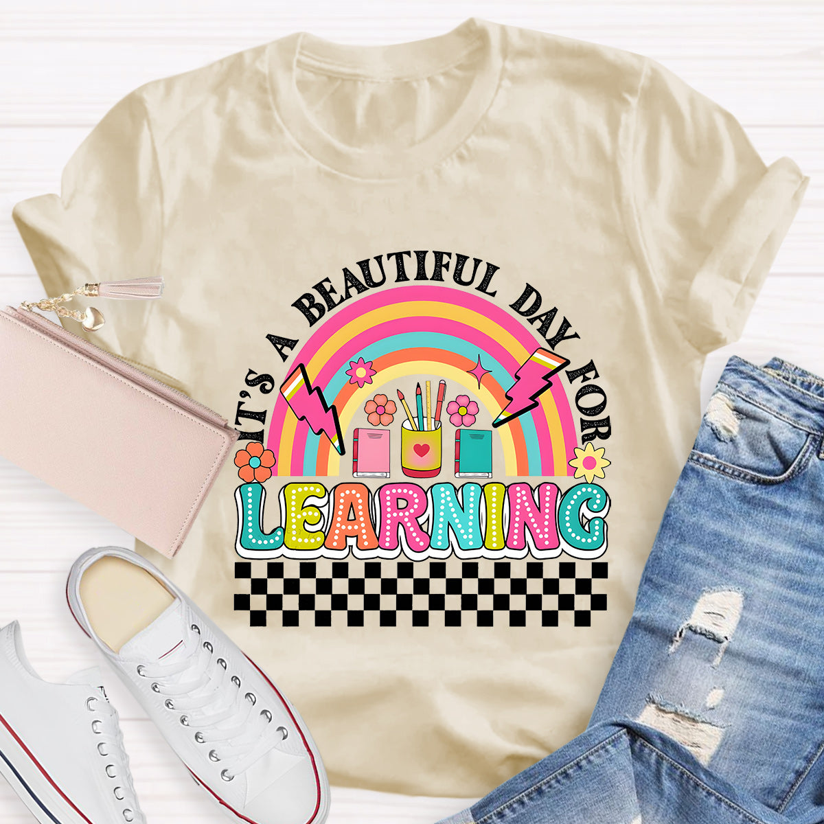 It's A Beautiful Day For Learning Teacher T-Shirt
