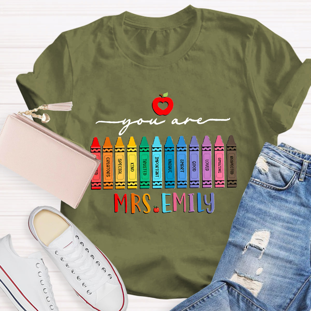 Personalized Name You Are Good Special Crayon Apple T-Shirt
