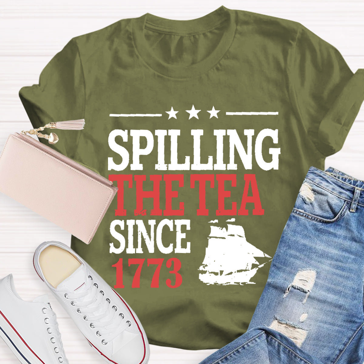 Spilling The Tea Since 1773 Teacher T-Shirt