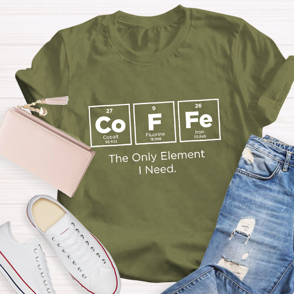 Coffee The Only Element I Need Teacher T-Shirt