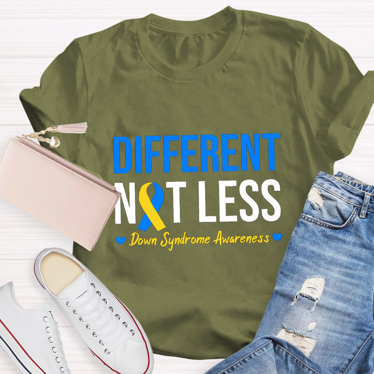 Different Not Less Down Syndrome Awarenes T-Shirt