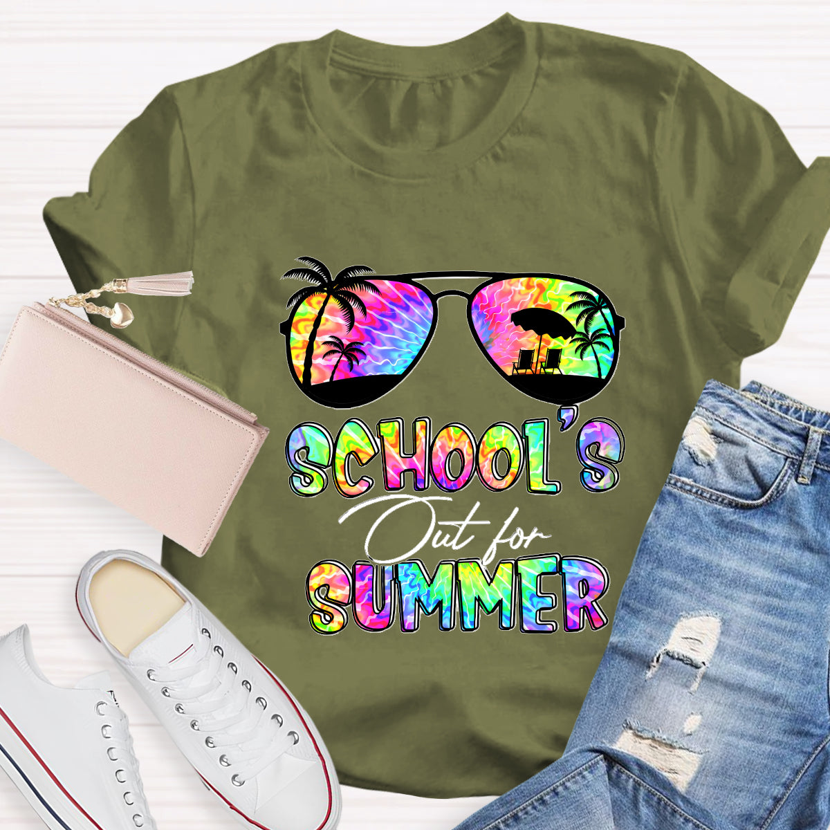 School's Out For Summer Colorful Beach Happy Summer T-Shirt