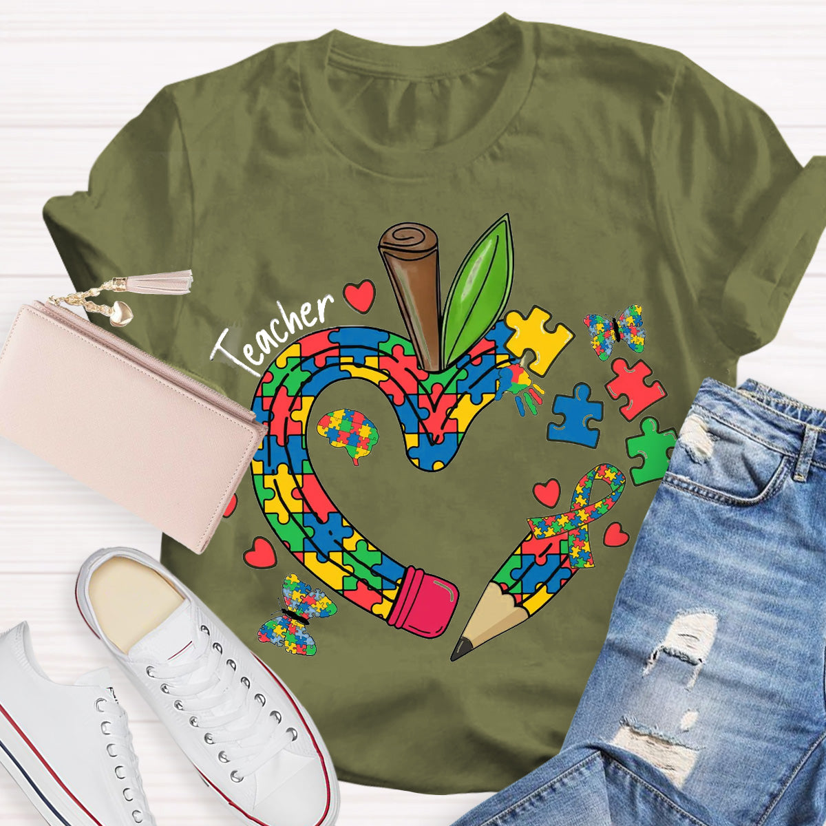 Teacher Apple Pencil Teacher T-Shirt