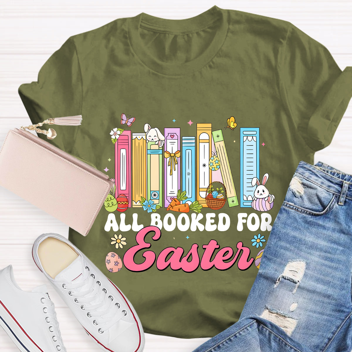 All Booked for Easter Teacher T-Shirt