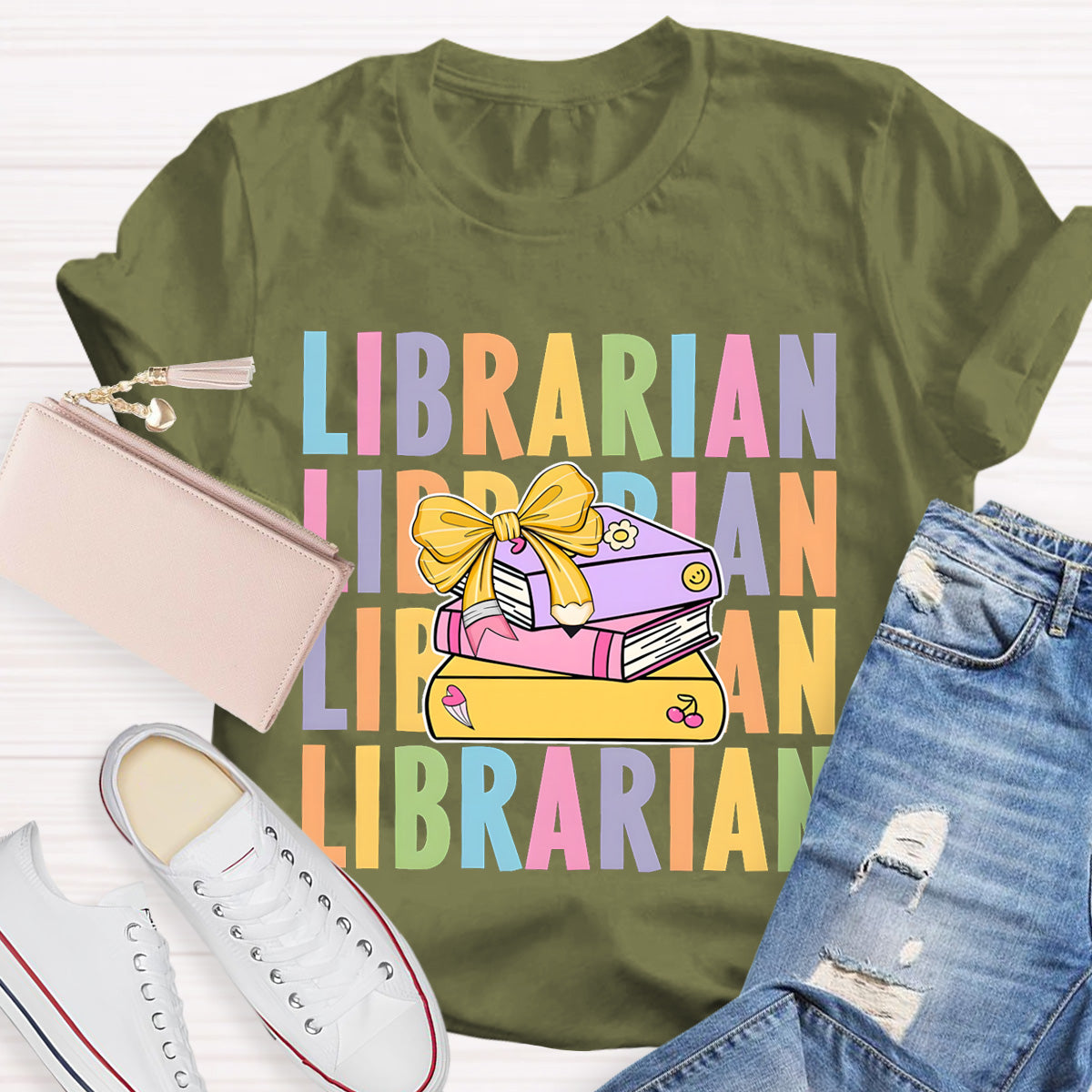 School Librarian With Books T-Shirt