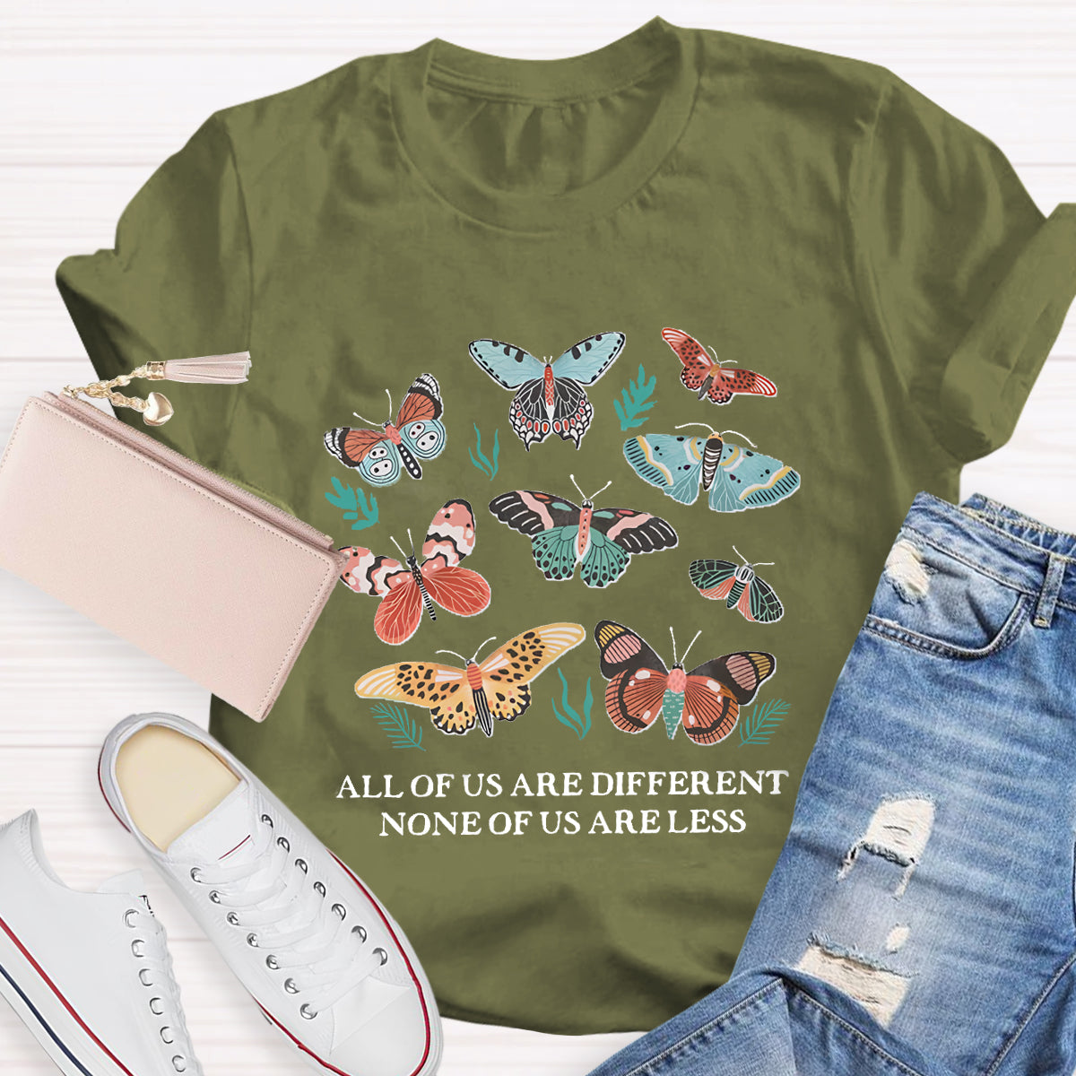 All Of Us Are Different None Of Us Are Less Butterfly T-Shirt