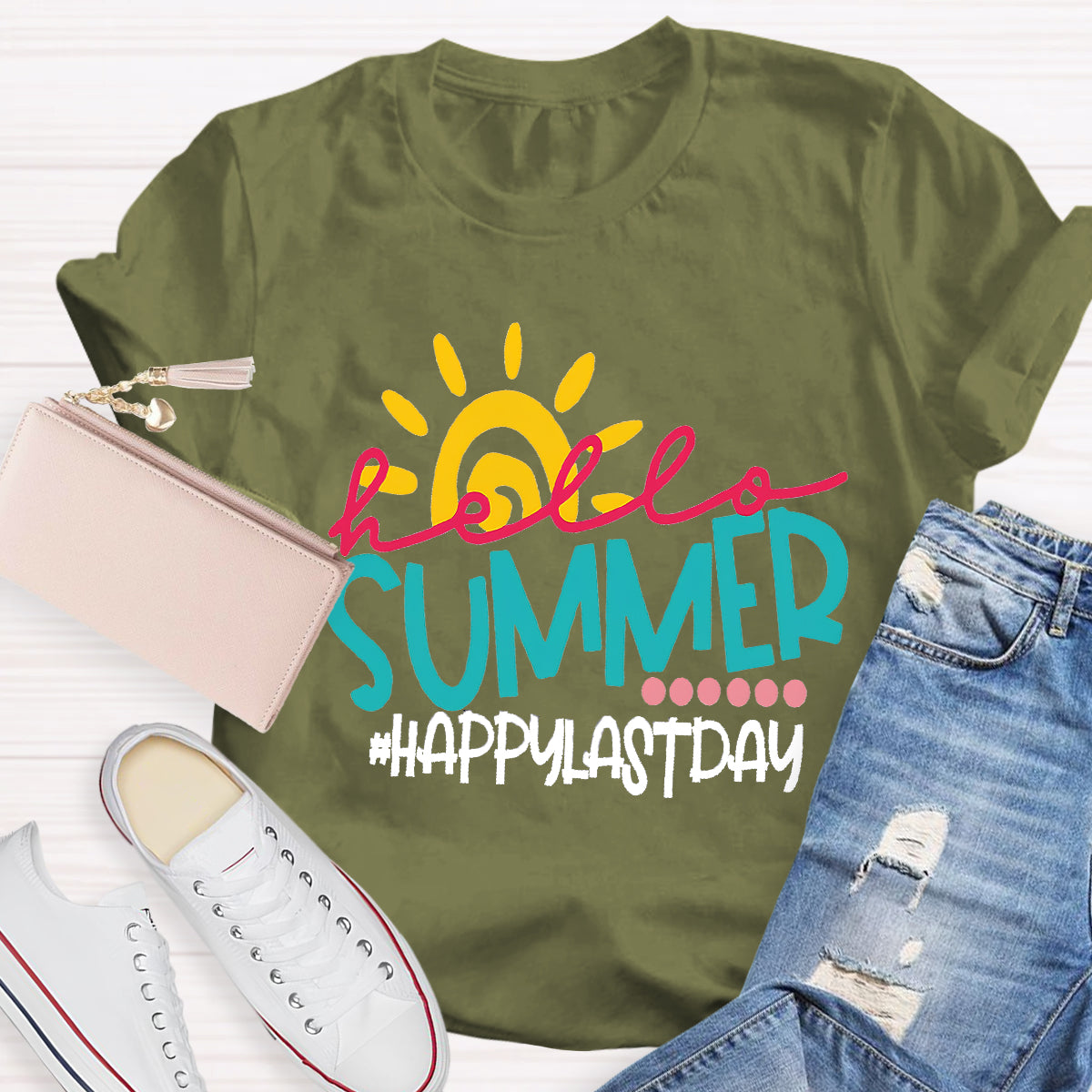 Hello Summer Teacher Graphic Tee Shirt