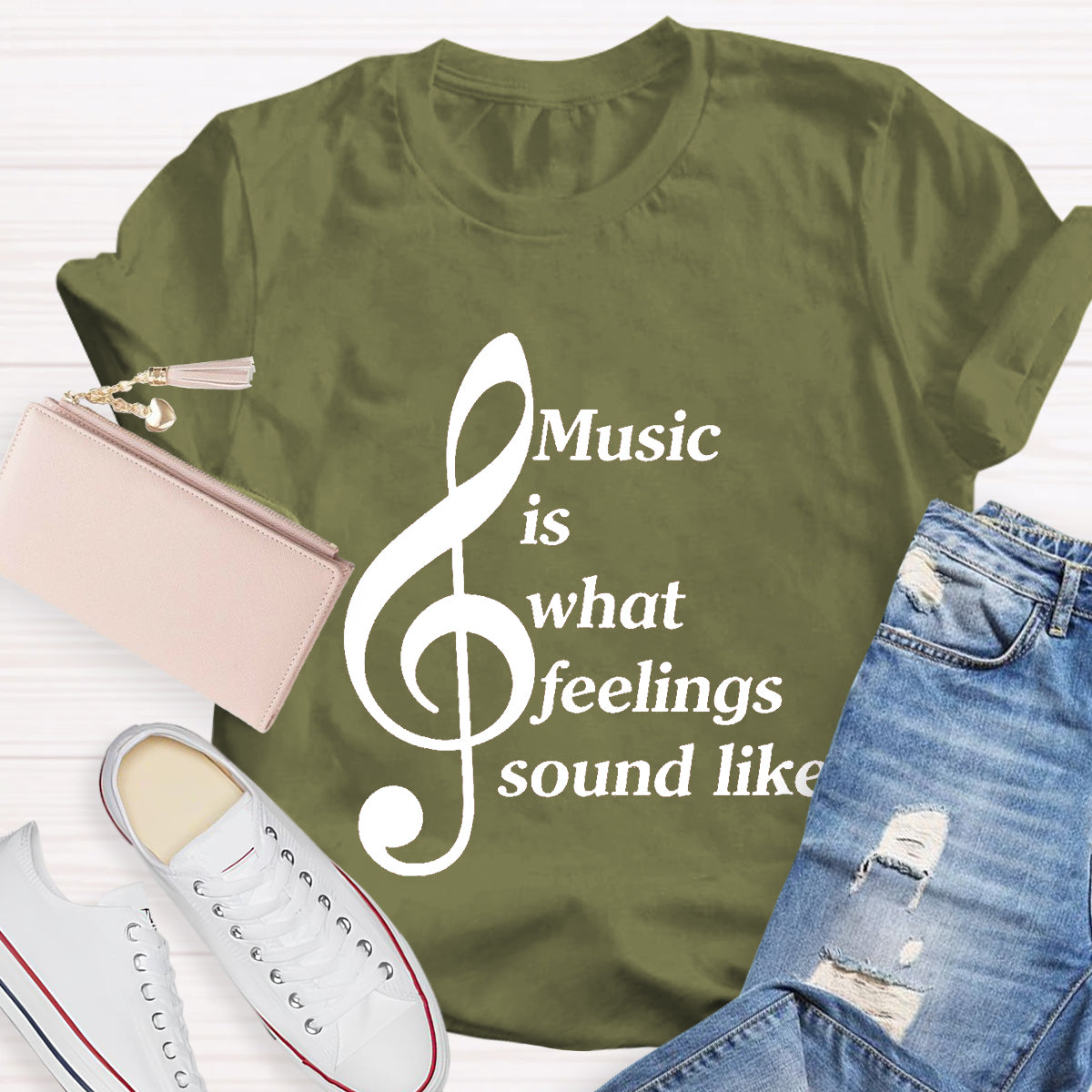 Music Is What Feelings Sound Like Teacher T-Shirt