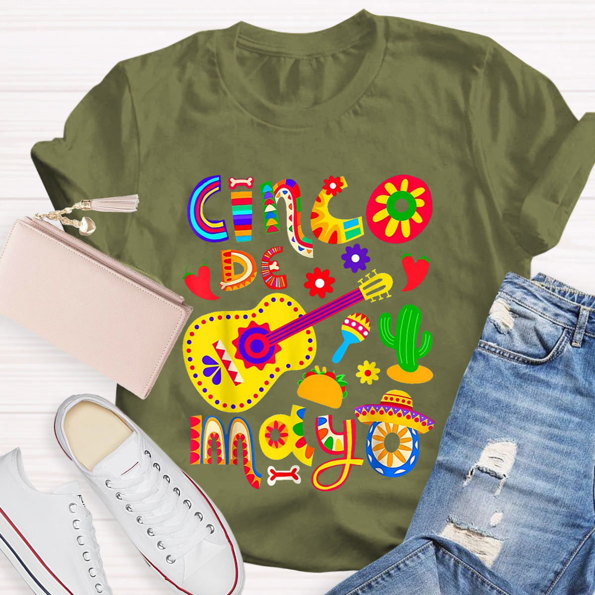 Cinco De Mayo Flower Teacher T-Shirt