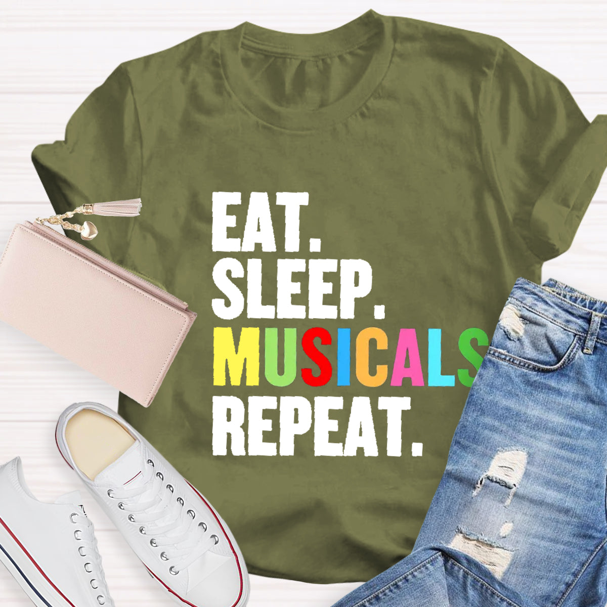 Eat Sleep Musicals Repeat  Teacher T-Shirt