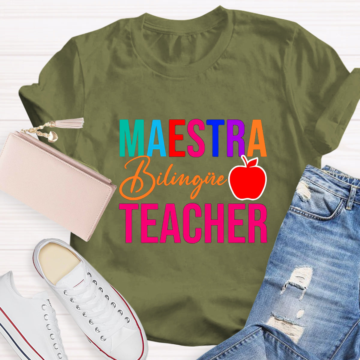 Maestra Bilingual Teacher With Apple T-Shirt