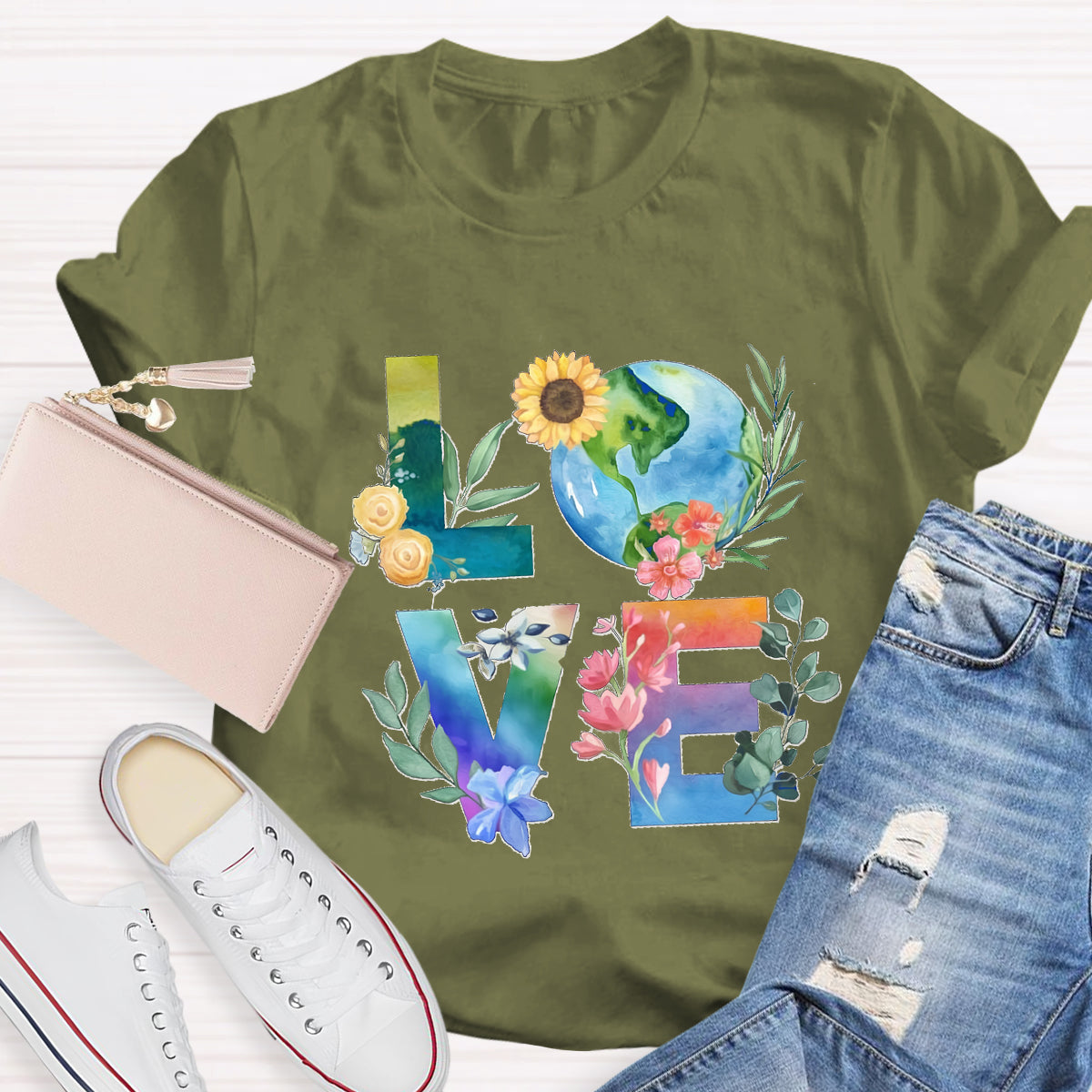 Love Our Planet Earth Day Teacher T-Shirt