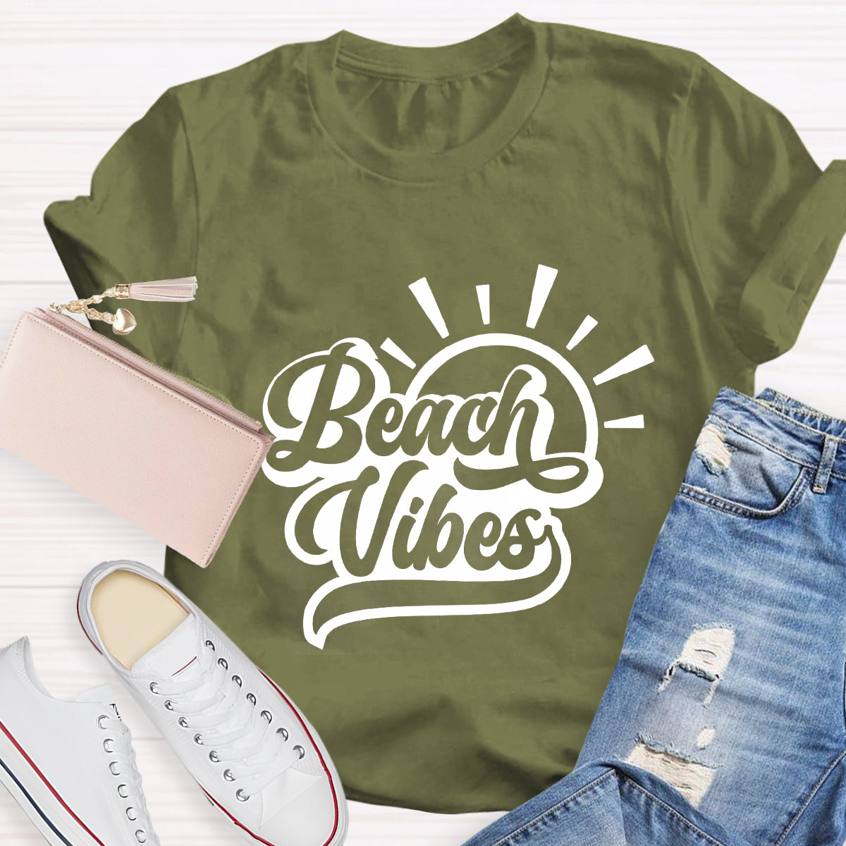 Beach Vibes Summer Break Teacher T-Shirt