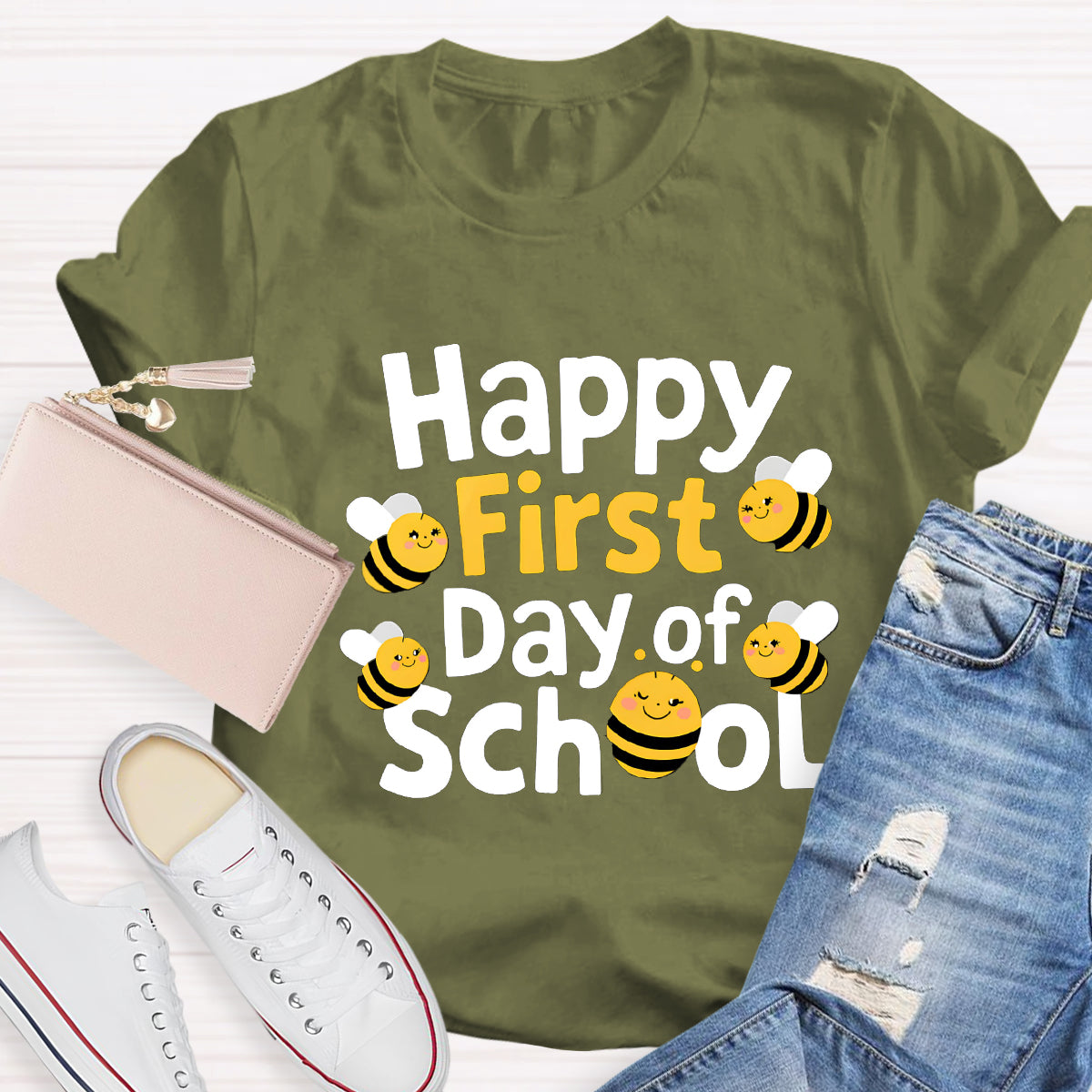 Happy First Day Of School Funny Bee Teacher T-Shirt