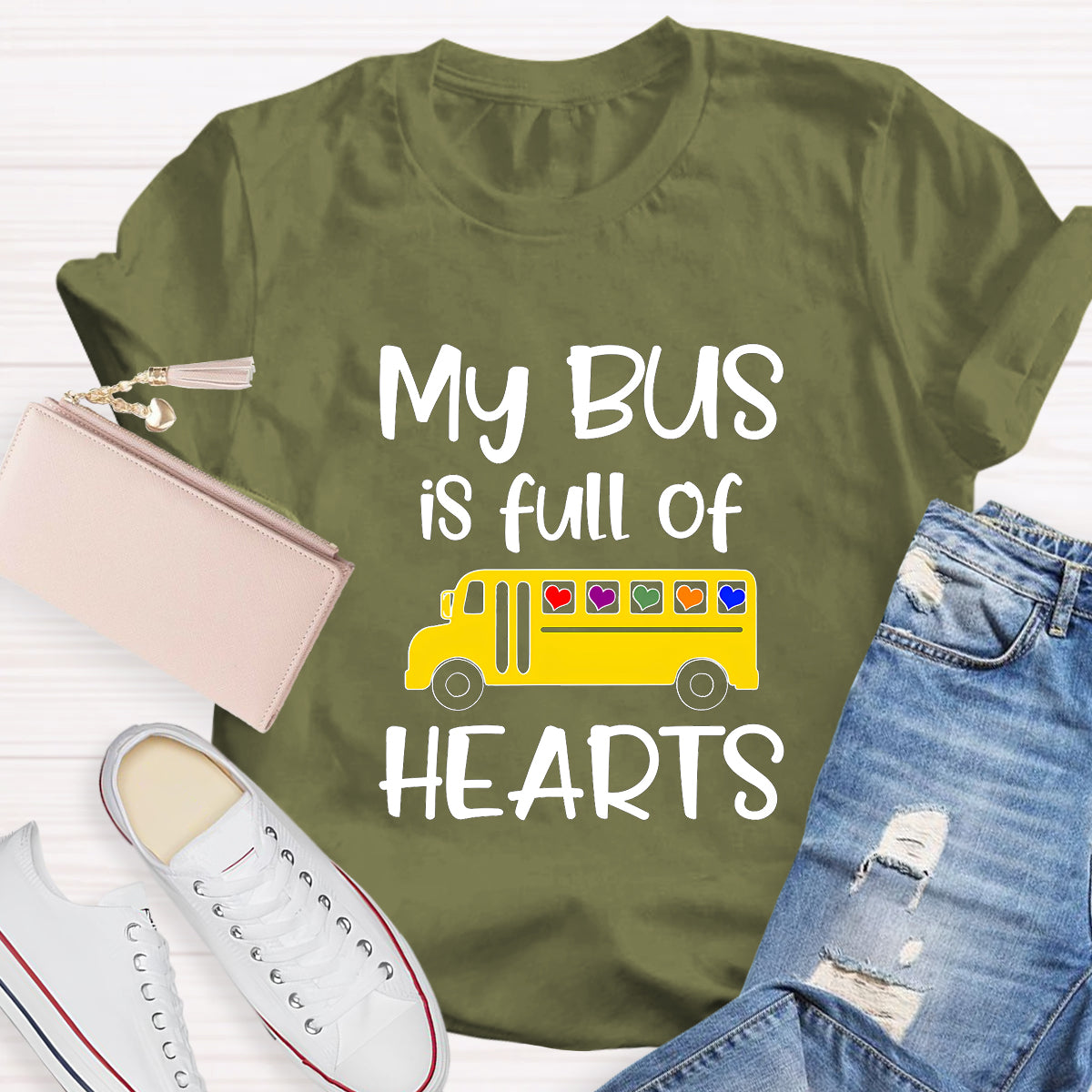 My Bus Is Full Of Hearts Teacher T-Shirt