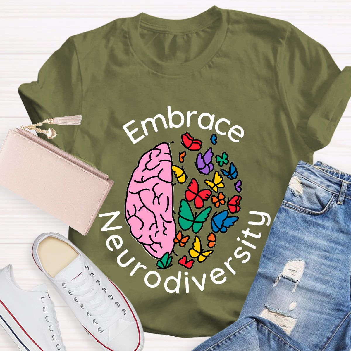Embrace Neurodiversity Brain Butterfly T-Shirt