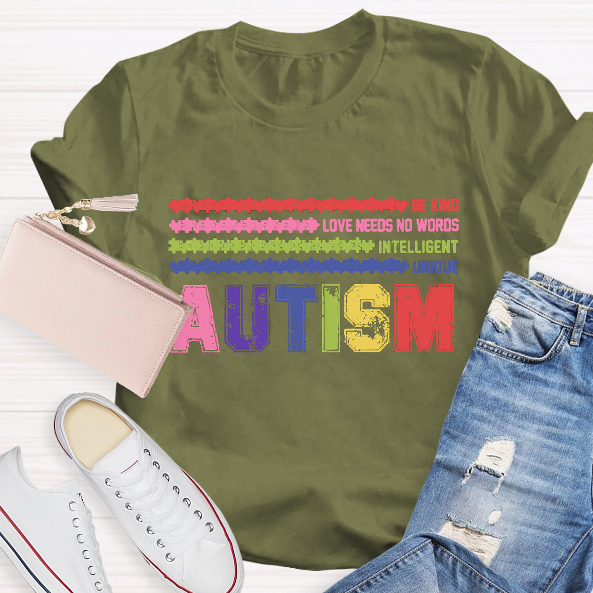 Autism Be Kind Love Need No Worlds Intelligent Unique  T-Shirt