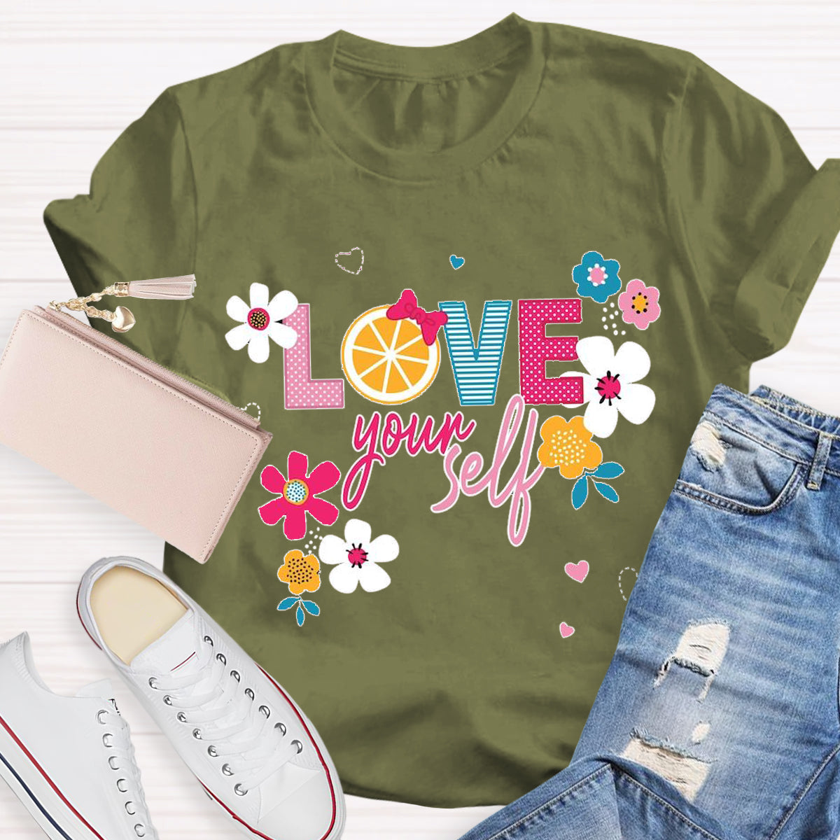 Love Yourself Flower Teacher T-Shirt