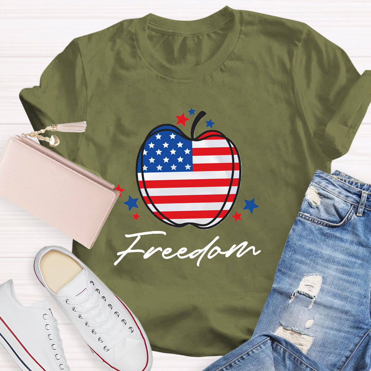 Freedom Apple Teacher T-Shirt
