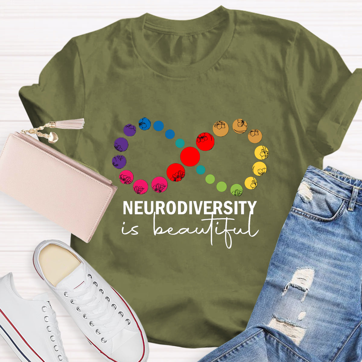 Neurodiversity is Beautiful Infinity Symbol Teacher T-Shirt