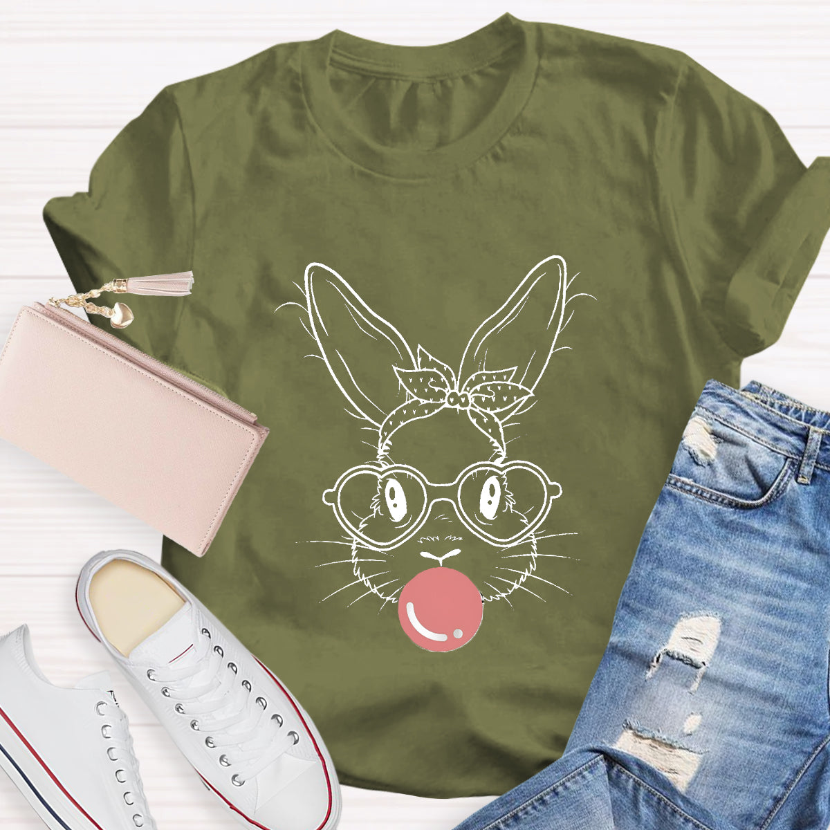 Bunny With Leopard Bandana T-Shirt