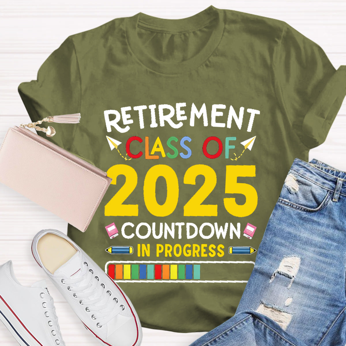 Personalized Retirement Time Class Countdown In Progress Teacher T-Shirt