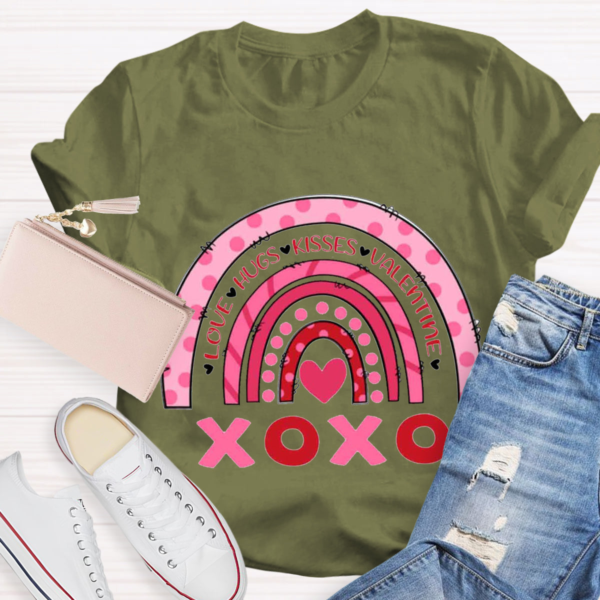 Love Hugs Kisses Valentines Teacher T-Shirt