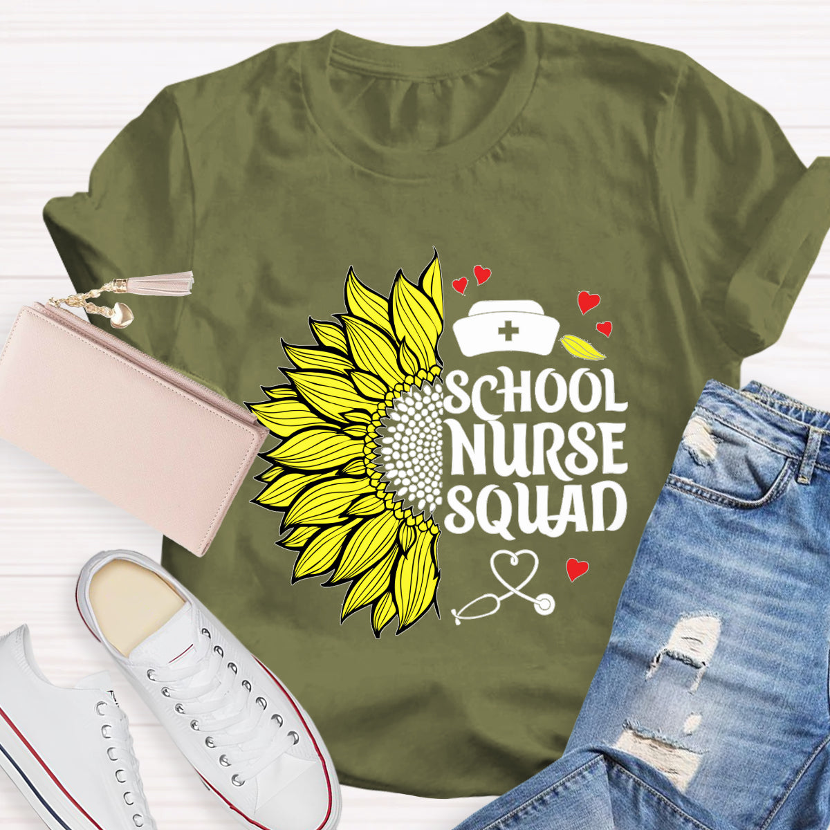 School Nurse Squad Sunflower T-Shirt