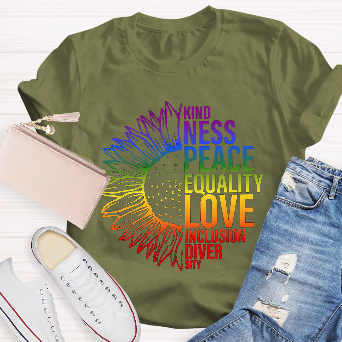 Kind Peace Love Teacher T-Shirt