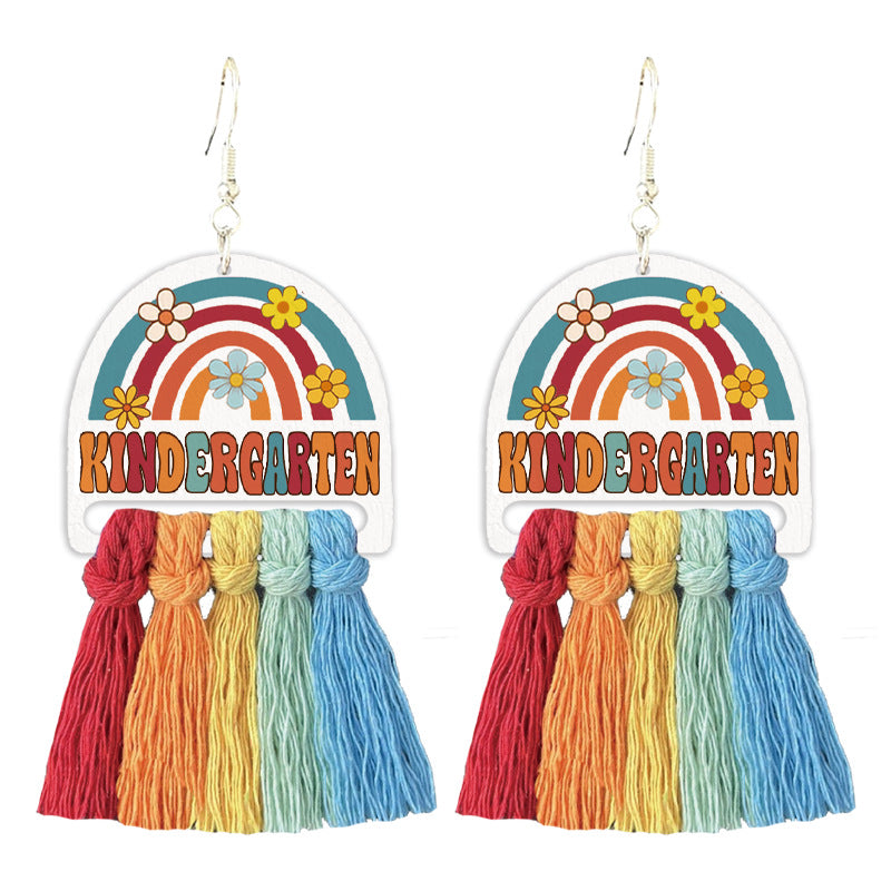 Teacher's colorful tassel earrings