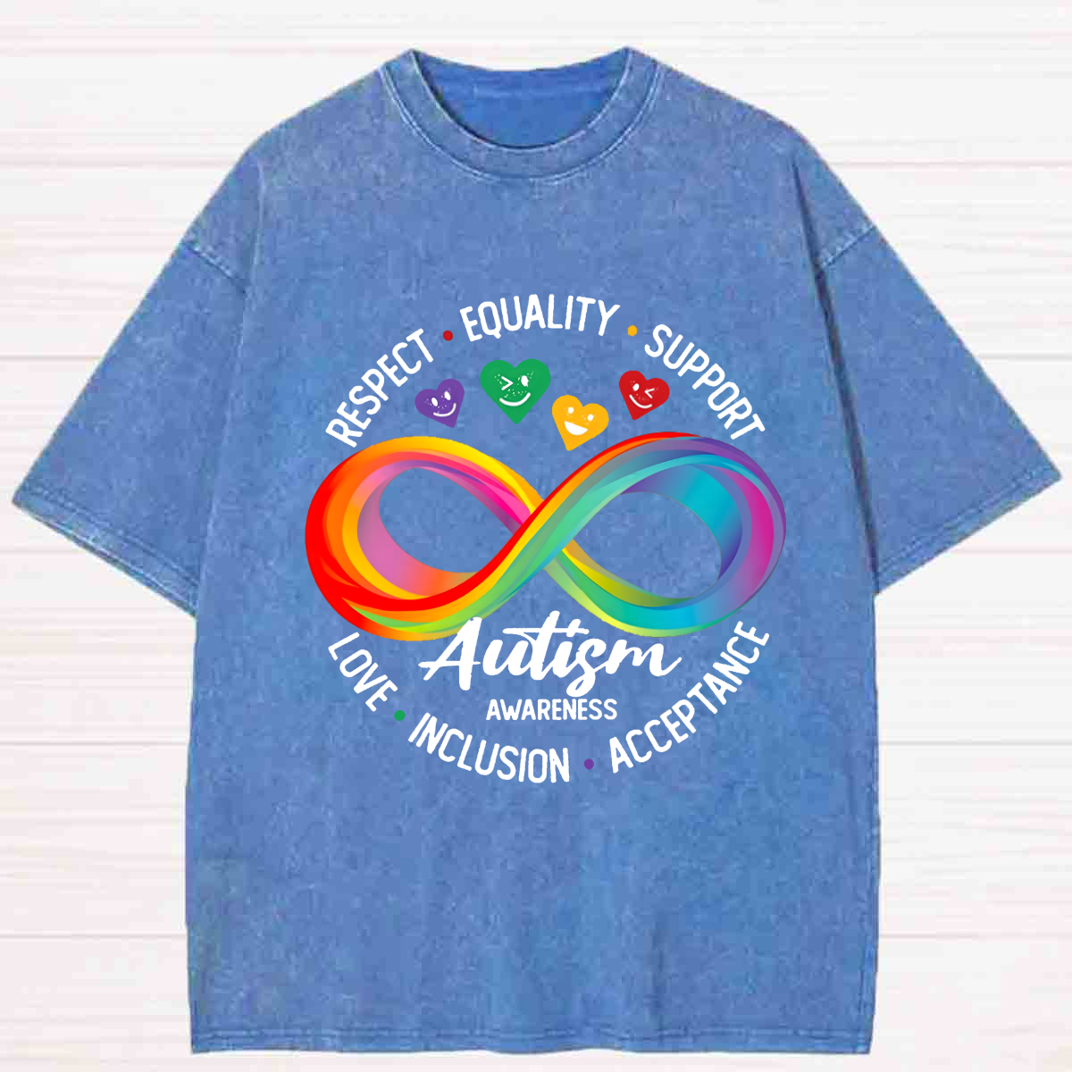 Respect Equality  Support Autism Awareness Washed T-shirt