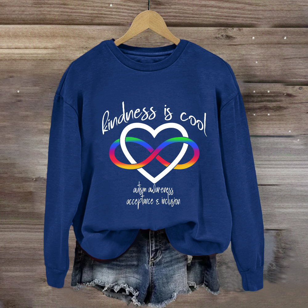 Kindness is Cool Autism Infinity Heart Rainbow Sweatshirt