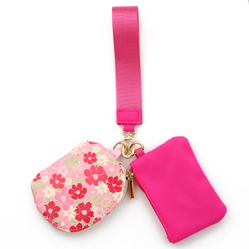Waterproof Nylon Wristlet With Double Pockets Card Holder And Key Ring