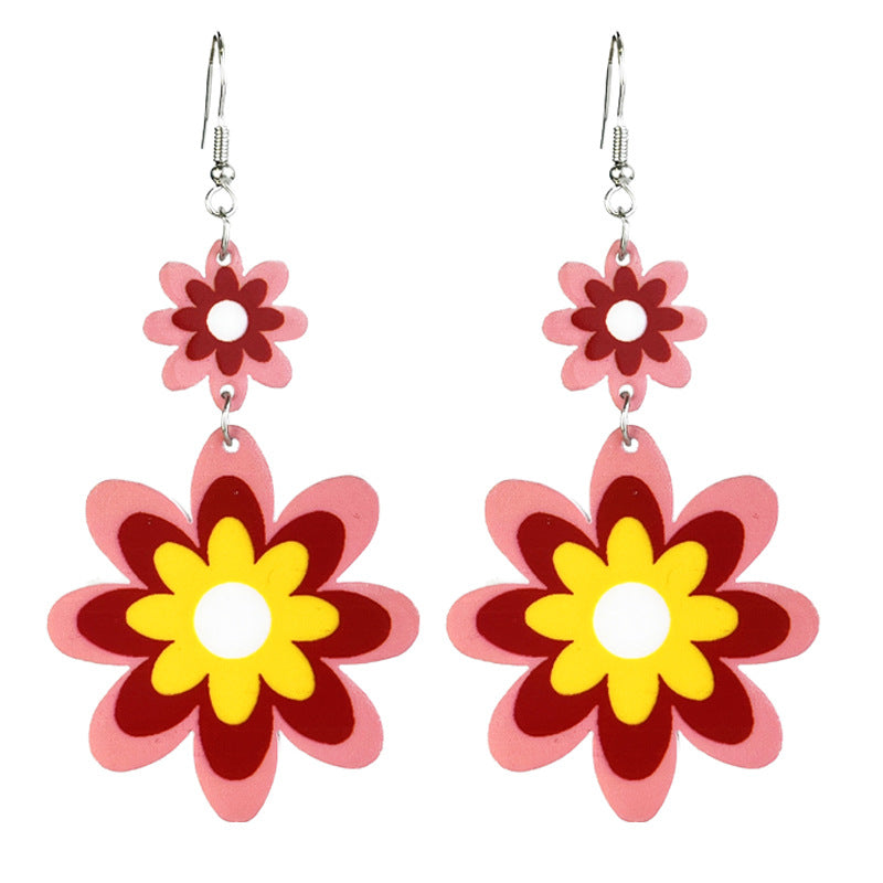 Vintage Acrylic Floral Bohemian Earrings