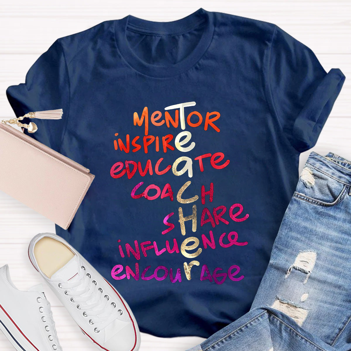 Golden Letters Mentor Teacher T-Shirt