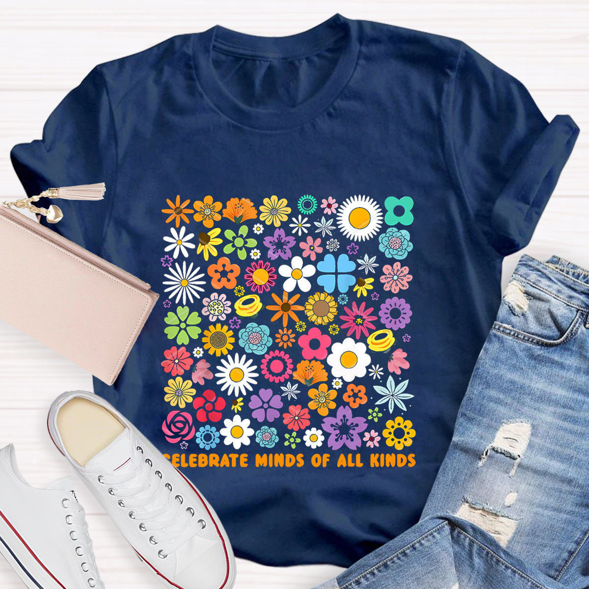 Colorful Flower Celebrate Minds of All Kinds T-Shirt
