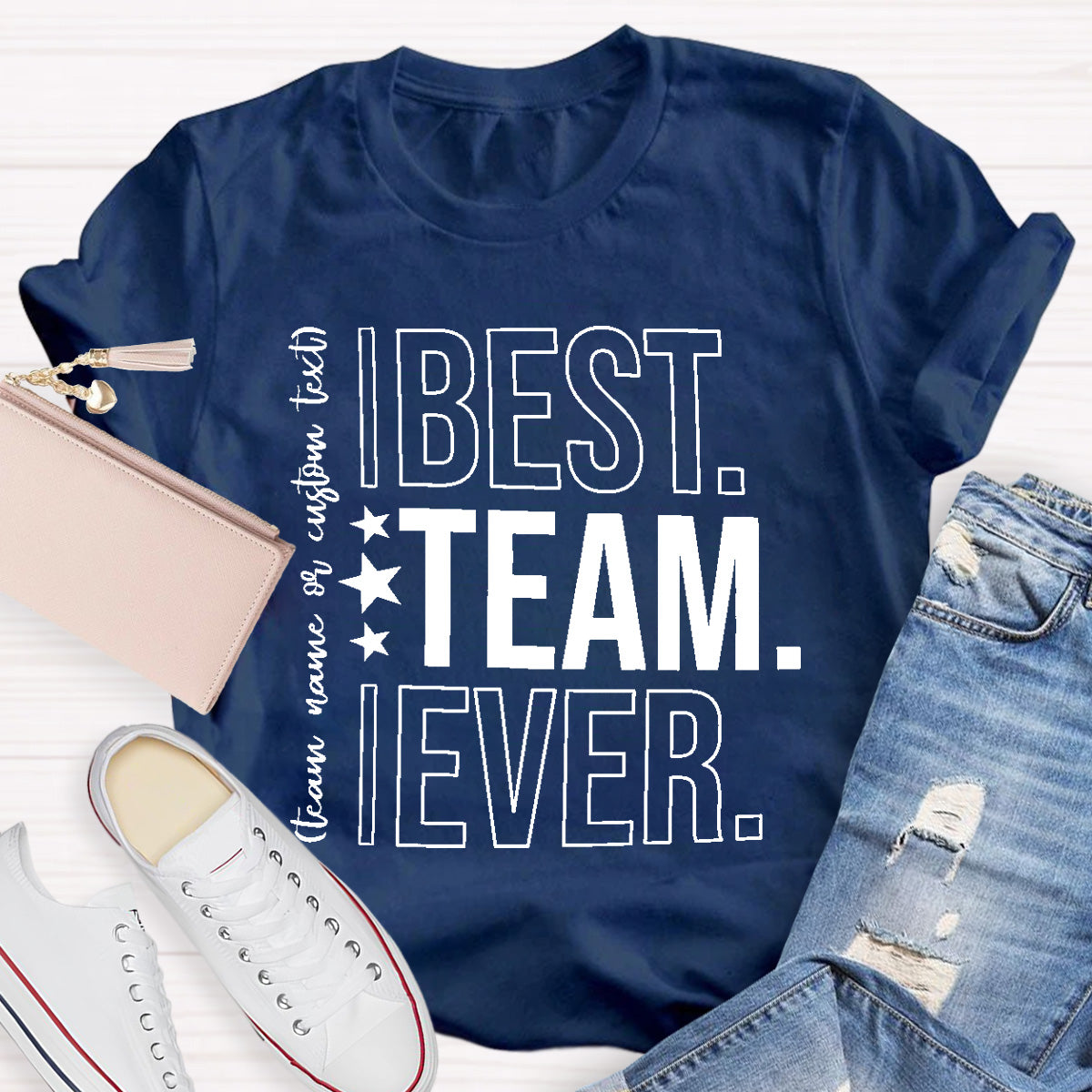 Personalized Best Team Ever Star Printed T-Shirt