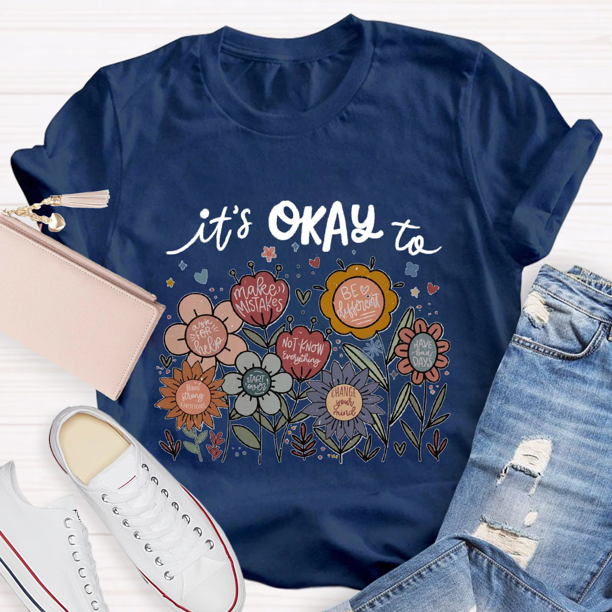 It's Okay To Not Know Everything Flower Teacher T-Shirt
