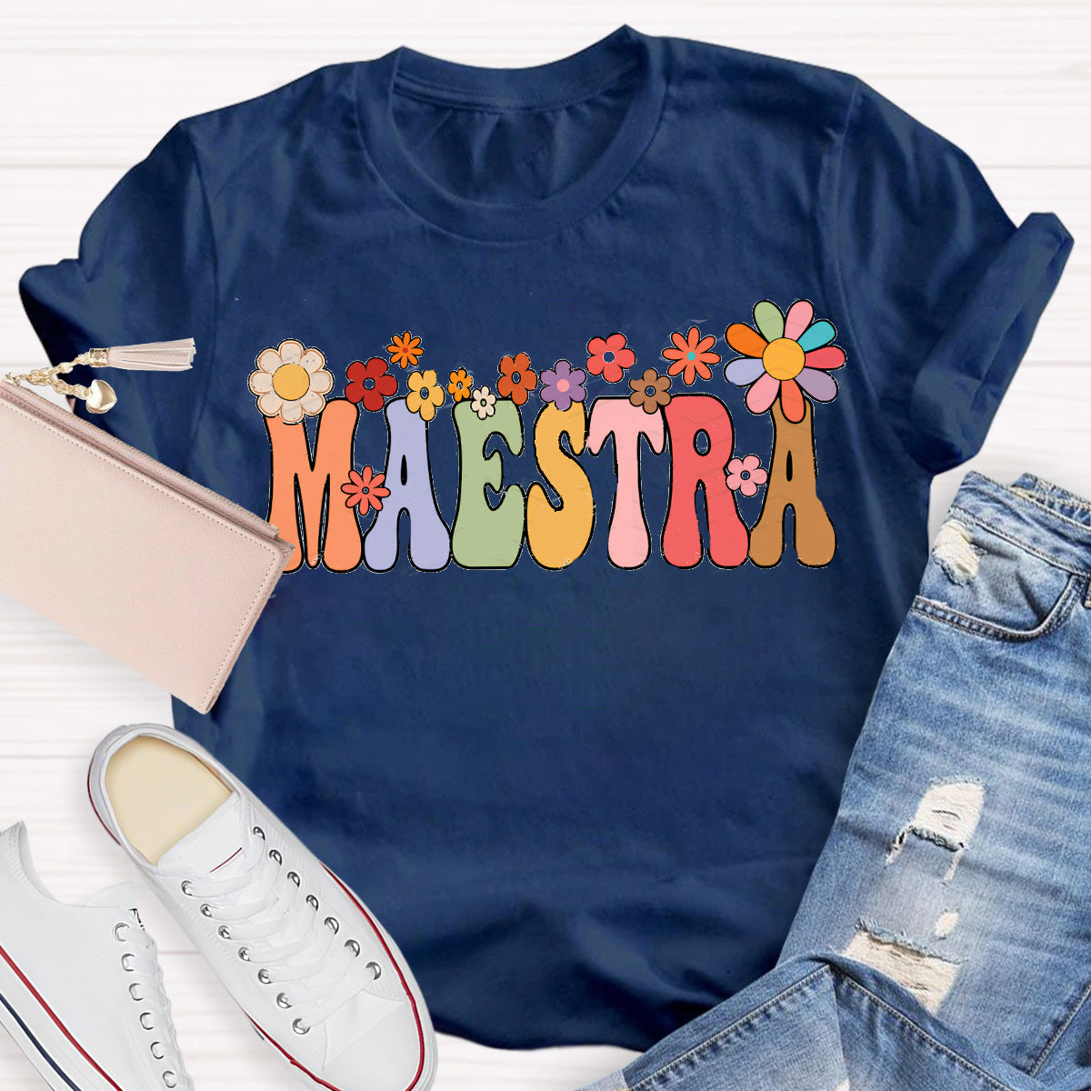 Maestra Flower Teacher T-Shirt