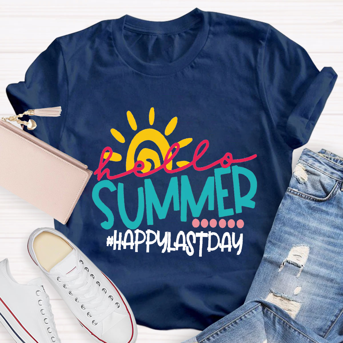 Hello Summer Teacher Graphic Tee Shirt
