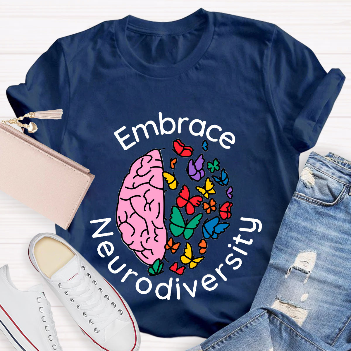 Embrace Neurodiversity Brain Butterfly T-Shirt