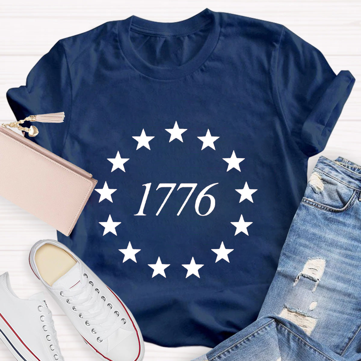 Black Star 1776 Teacher T-Shirt