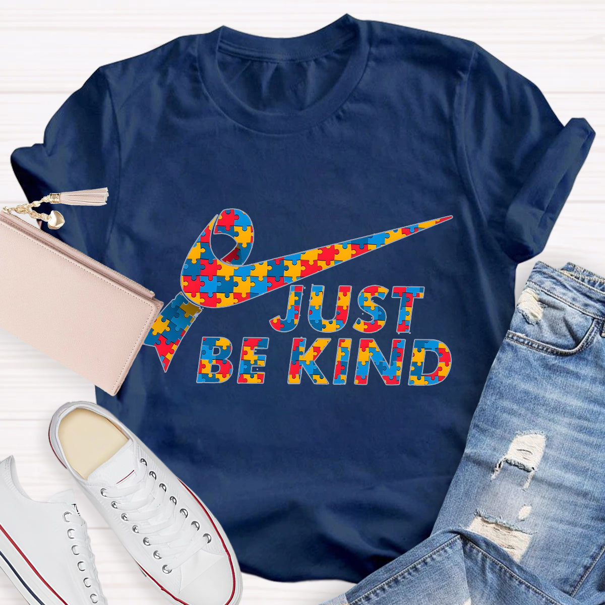 Just Be Kind Color Puzzle  Teacher T-Shirt