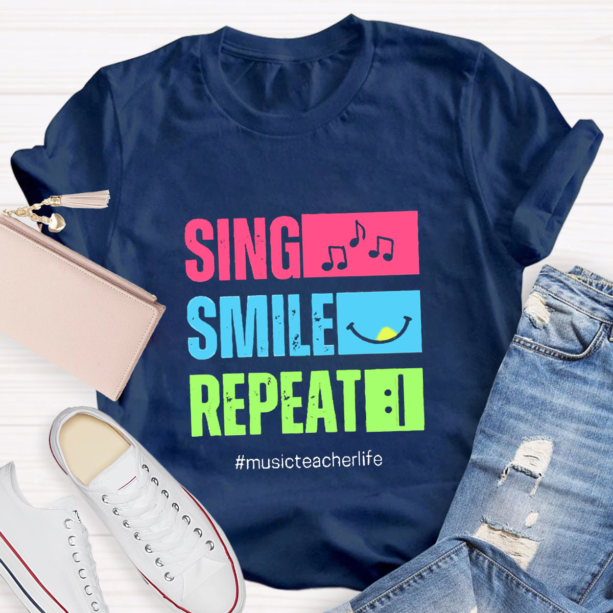 Sing Smile Repeat Music Teacher T-Shirt