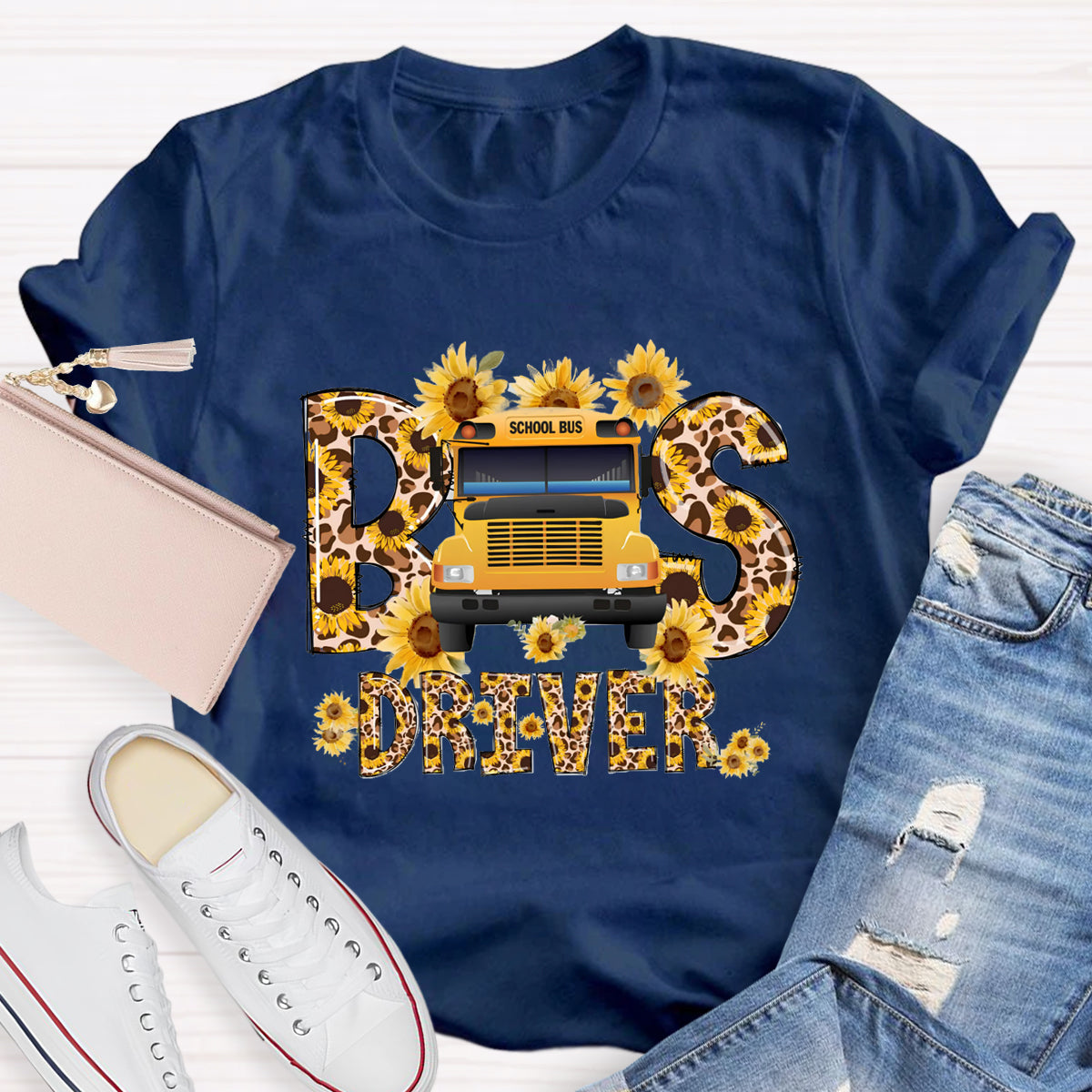Sunflower School Bus Driver T-Shirt