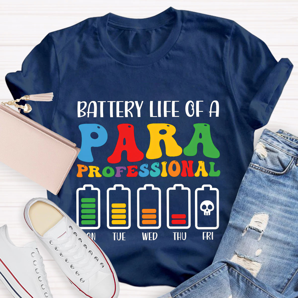 Battery Life of Paraprofessional Teacher T-Shirt