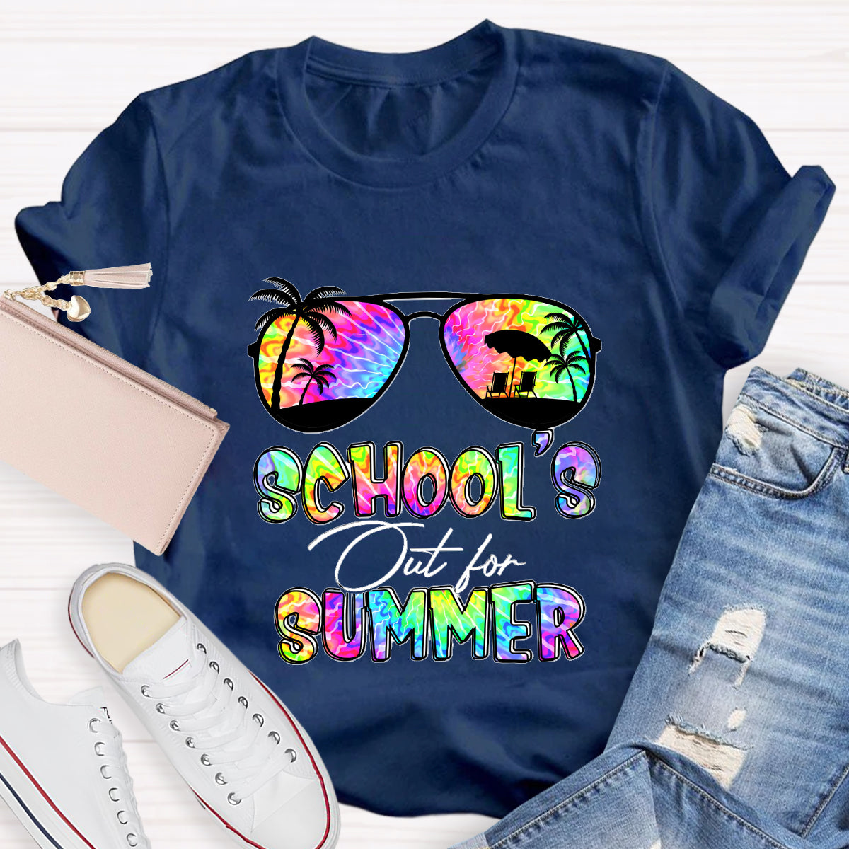 School's Out For Summer Colorful Beach Happy Summer T-Shirt