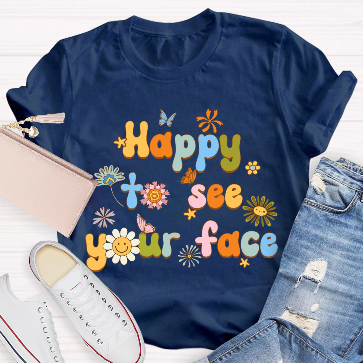 Happy To See Your Face Back To School Floral T-Shirt