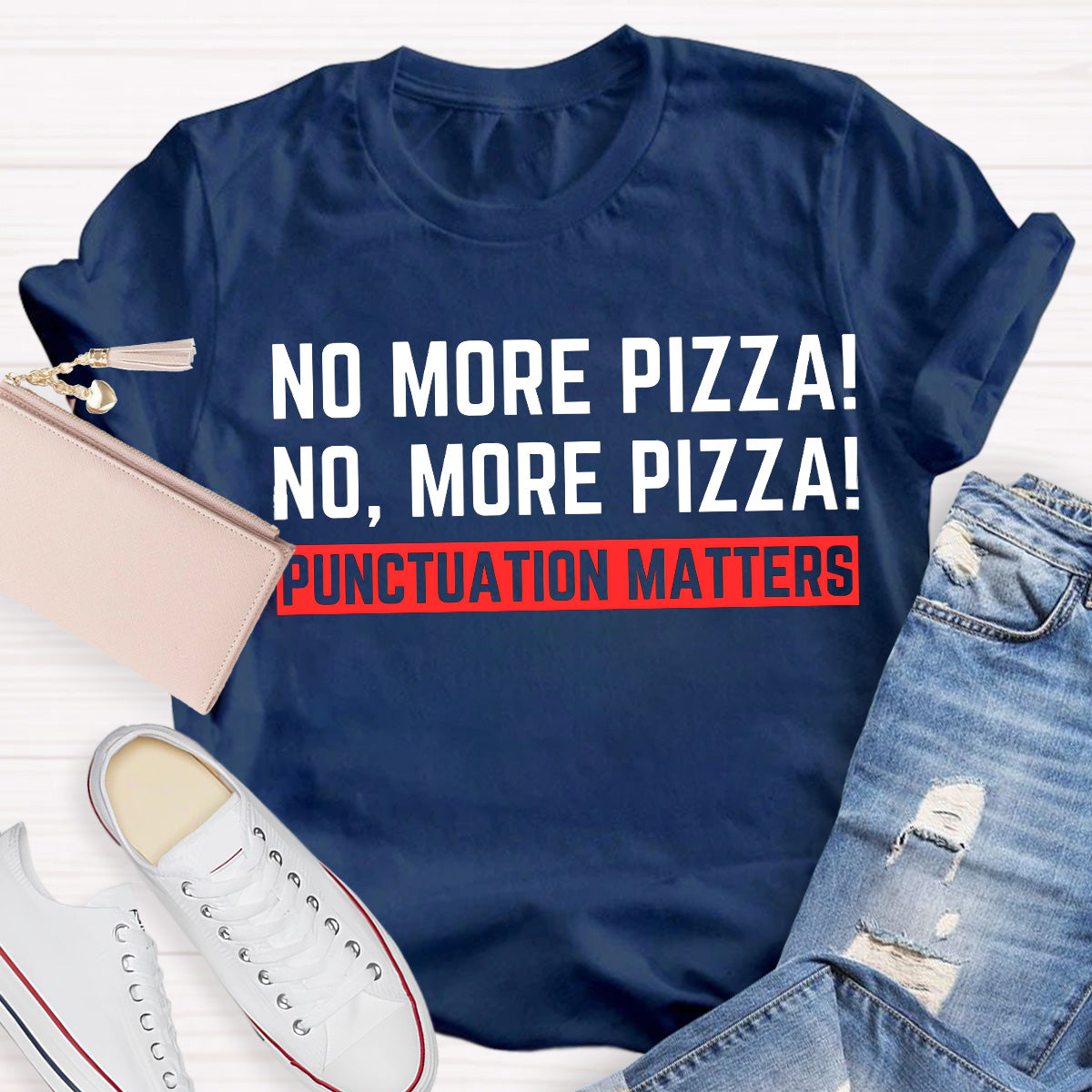 No More Pizza Red Slogan Teacher T-Shirt