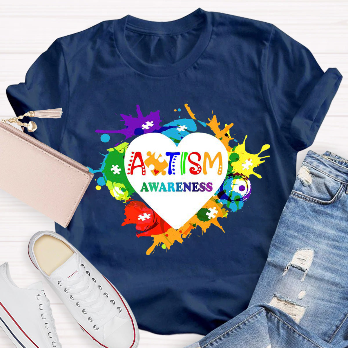Awareness Colorful Teacher T-Shirt
